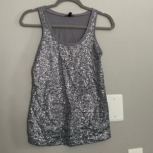 Silver Sequin Express Tank Top